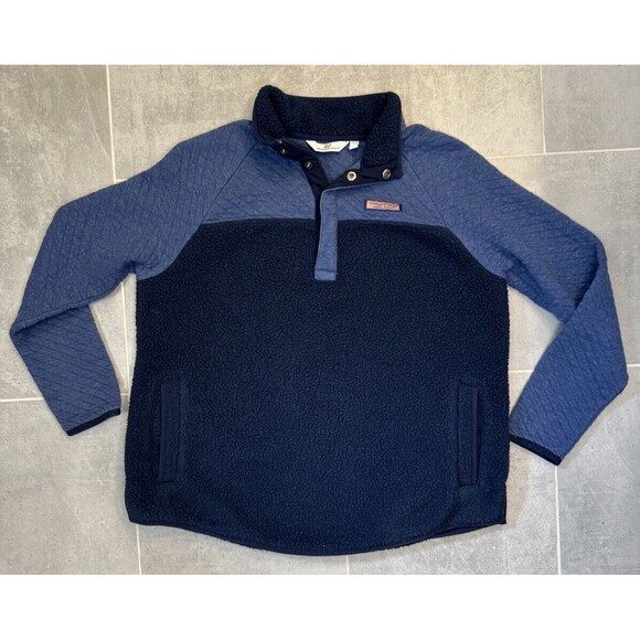 Vineyard Vines Mixed Media Sherpa Shep Shirt Quilted Blue Size Small - Picture 1 of 10